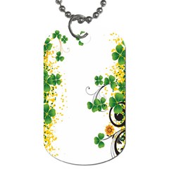 Flower Shamrock Green Gold Dog Tag (one Side)