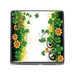 Flower Shamrock Green Gold Memory Card Reader (square)