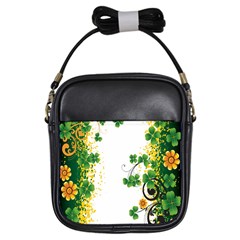 Flower Shamrock Green Gold Girls Sling Bags