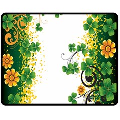 Flower Shamrock Green Gold Fleece Blanket (medium)  by Mariart