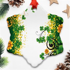 Flower Shamrock Green Gold Ornament (snowflake) by Mariart