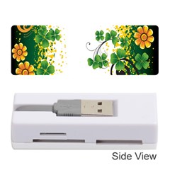 Flower Shamrock Green Gold Memory Card Reader (stick)  by Mariart