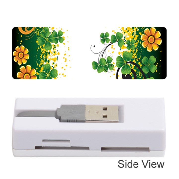 Flower Shamrock Green Gold Memory Card Reader (Stick) 