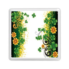 Flower Shamrock Green Gold Memory Card Reader (square)  by Mariart