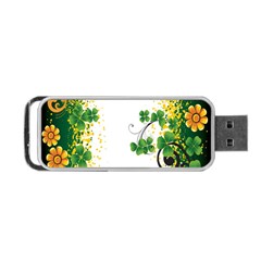 Flower Shamrock Green Gold Portable Usb Flash (one Side) by Mariart