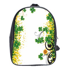 Flower Shamrock Green Gold School Bags (xl)  by Mariart