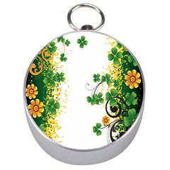 Flower Shamrock Green Gold Silver Compasses by Mariart