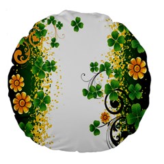 Flower Shamrock Green Gold Large 18  Premium Flano Round Cushions by Mariart