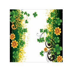 Flower Shamrock Green Gold Small Satin Scarf (square) by Mariart