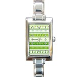 Flower Floral Green Shamrock Rectangle Italian Charm Watch Front