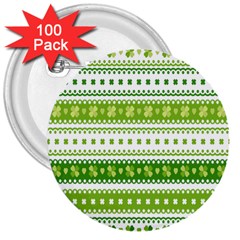 Flower Floral Green Shamrock 3  Buttons (100 Pack)  by Mariart