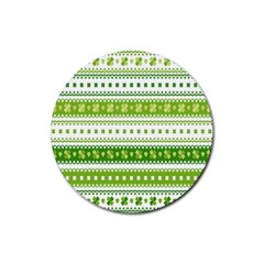 Flower Floral Green Shamrock Rubber Coaster (round) 