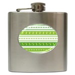 Flower Floral Green Shamrock Hip Flask (6 oz) Front