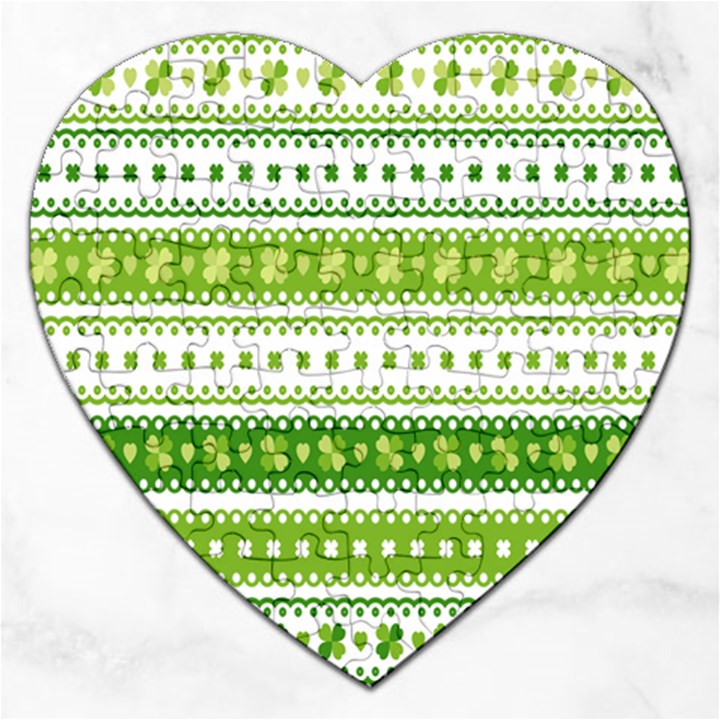 Flower Floral Green Shamrock Jigsaw Puzzle (Heart)