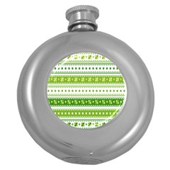 Flower Floral Green Shamrock Round Hip Flask (5 Oz) by Mariart