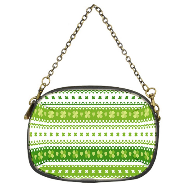 Flower Floral Green Shamrock Chain Purses (One Side) 