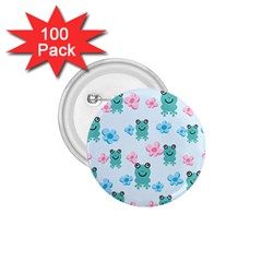 Frog Green Pink Flower 1 75  Buttons (100 Pack) 