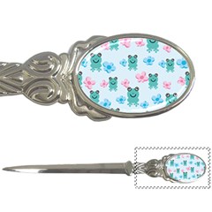 Frog Green Pink Flower Letter Openers by Mariart