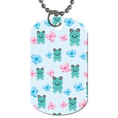 Frog Green Pink Flower Dog Tag (two Sides) by Mariart