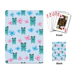 Frog Green Pink Flower Playing Card by Mariart