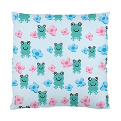 Frog Green Pink Flower Standard Cushion Case (two Sides) by Mariart