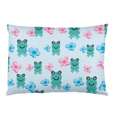 Frog Green Pink Flower Pillow Case by Mariart