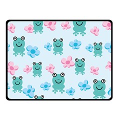 Frog Green Pink Flower Fleece Blanket (small) by Mariart