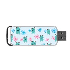 Frog Green Pink Flower Portable Usb Flash (one Side) by Mariart