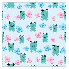 Frog Green Pink Flower Large Satin Scarf (square) by Mariart