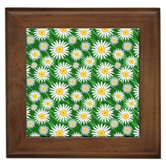 Flower Sunflower Yellow Green Leaf White Framed Tiles by Mariart