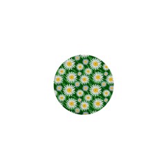 Flower Sunflower Yellow Green Leaf White 1  Mini Buttons by Mariart