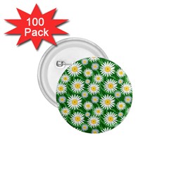 Flower Sunflower Yellow Green Leaf White 1 75  Buttons (100 Pack) 