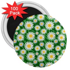 Flower Sunflower Yellow Green Leaf White 3  Magnets (100 Pack) by Mariart