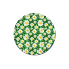 Flower Sunflower Yellow Green Leaf White Magnet 3  (round) by Mariart