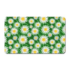 Flower Sunflower Yellow Green Leaf White Magnet (rectangular) by Mariart