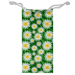 Flower Sunflower Yellow Green Leaf White Jewelry Bag by Mariart