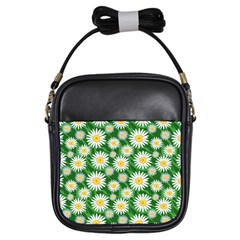 Flower Sunflower Yellow Green Leaf White Girls Sling Bags by Mariart