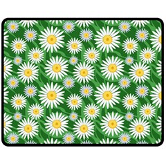 Flower Sunflower Yellow Green Leaf White Fleece Blanket (medium) 