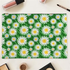 Flower Sunflower Yellow Green Leaf White Cosmetic Bag (xxl)  by Mariart