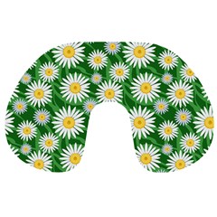 Flower Sunflower Yellow Green Leaf White Travel Neck Pillows by Mariart