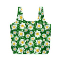 Flower Sunflower Yellow Green Leaf White Full Print Recycle Bags (m)  by Mariart