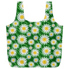 Flower Sunflower Yellow Green Leaf White Full Print Recycle Bags (l)  by Mariart