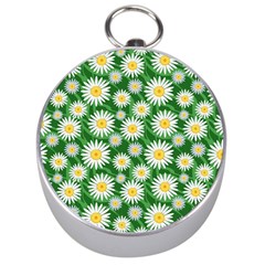 Flower Sunflower Yellow Green Leaf White Silver Compasses by Mariart