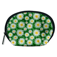 Flower Sunflower Yellow Green Leaf White Accessory Pouches (medium)  by Mariart