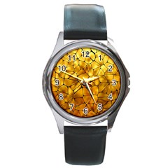 Gold Round Metal Watch by Mariart