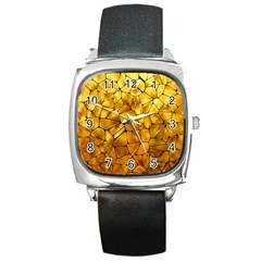 Gold Square Metal Watch by Mariart