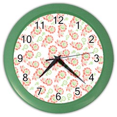 Flower Floral Red Star Sunflower Color Wall Clocks by Mariart