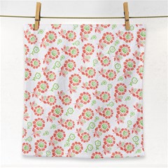 Flower Floral Red Star Sunflower Face Towel by Mariart