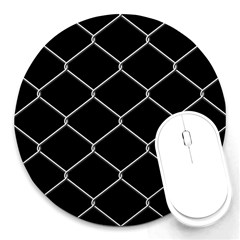 Iron Wire White Black Round Mousepads by Mariart