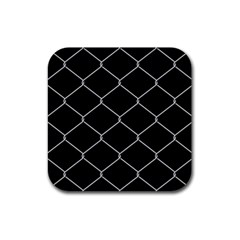 Iron Wire White Black Rubber Coaster (square) 